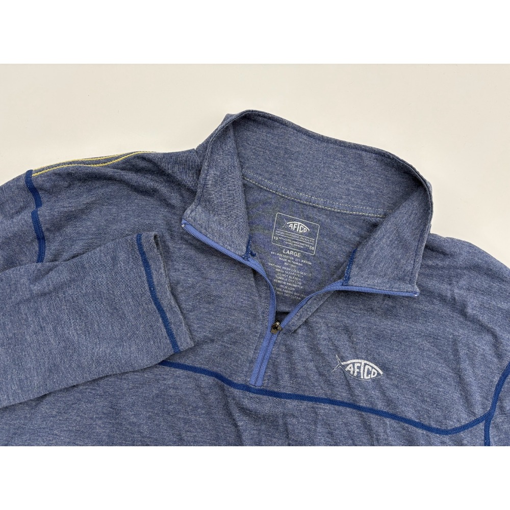 Aftco Men's Aftech Blue Long Sleeve 1/4 Zip Lightweight Pullover Shirt, Large